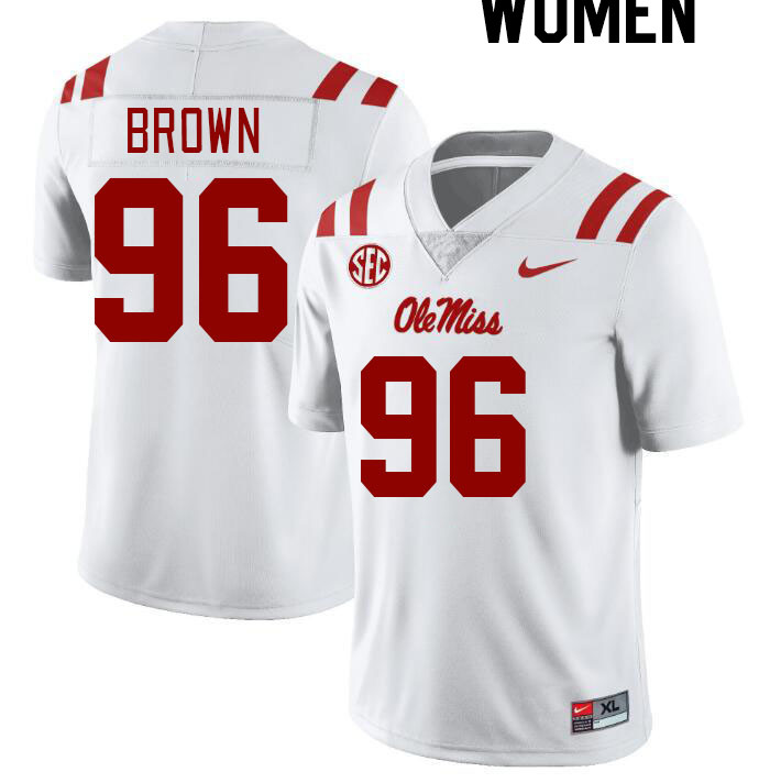 Women #96 Jamarious Brown Ole Miss Rebels College Football Jerseyes Stitched Sale-White